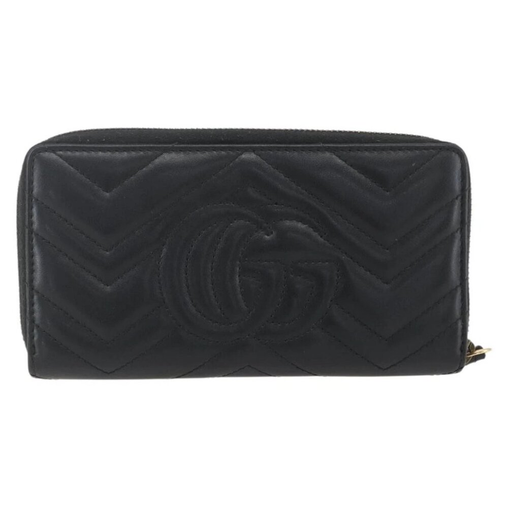 GUCCI GG Marmont Round Long Wallet Leather Black 443123 Auth am10264V - Picture 2 of 16